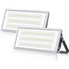 ANNIFUNLY LED Faretto Esterno 100W 2 Pezzi, 10000 Lumen 6500K Bianco Fredda, IP67 Impermeabile per Giardino, Cortile, Officina
