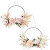 LOMOHOO Ghirlanda per Porta, 2 Pezzi Ghirlanda di Fiori Artificiali, Ghirlanda di Benvenuto, Ghirlanda per Porta Autunnale, Ghirlanda per Parete, Anello Decorativo in Metallo per Matrimonio, Soggiorno