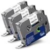 Labelwell 3x Nastro Flessibile Compatibile Labelwell per Brother TZe-FX221 9mm x 8m Laminato Nero su Bianco TZ-FX221 TZeFX221 Flexitape per Brother P-touch PT-H107B H105 H100LB E100 D200 D210 H100R 1000