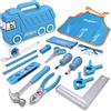 Hi-Spec Cassetta Attrezzi Bambini, Attrezzi da Lavoro Bambini con Cassetta Camion Blu, Grembiule con Tasche e Occhiali di Sicurezza, Set Educativo per Fai da Te, 17 Pezzi