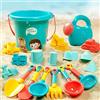 HIQE-FL 18 Pezzi Giocattoli da Spiaggia per Sabbia con Secchiello e varietà di Accessori, Giochi Mare Bambino