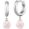 Engelsrufer Orecchini a cerchio da donna in argento sterling con ciondolo in quarzo rosa, chiusura a clip, senza nichel, 13 mm, misura unica, argento sterling, Quarzo rosa