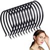 Nenjindz 12 Pezzi 0.8cm Cerchietto Donna Nero Cerchietti Capelli Plastica Semplici Fasce con Denti Antiscivolo per Donna Uomo per Sport Bagno Trucco