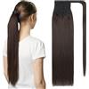 TESS Coda Capelli Extension Veri Clip #2 Marrone scuro Coda di Cavallo Naturale 50cm Extension Coda Capelli Veri Fascia Unica Allacciare 95g
