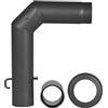 FIREFIX Set di 3 tubi in acciaio da 2 mm (tubo angolare) con diametro di 120 mm, per stufe e braciere, colore: nero