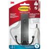Command Gancio Doppio Grande per Bagno, Nero Opaco - 1 Gancio e 1 Striscia Adesiva - Resistente all'Acqua - Accessorio Salvaspazio senza Forare il Muro, Tenuta 1,8 kg