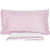 SaRani Set Lenzuola Renato Balestra Cotone Matrimoniale Federe con Volant a Righe ALICE (Rosa)