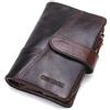 CONTACTS Portafoglio corto multifunzionale in pelle da uomo, portamonete da viaggio con cerniera bi-fold retrò, pochette portamonete per carte marrone (Marrone scuro)