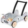 Pinolino Kimi - Girello in legno con sistema frenante, con ruote in legno gommato, per bambini 1-6 anni, colore: argento
