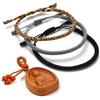 LUCKY BUDDHIST 3 Bracciali Tibetani Buddisti Regolabili - Bracciali in Corda Intrecciata per Uomo e Donna - Include Portachiavi Buddha in Legno
