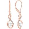 JO WISDOM Orecchini Infinito Argento 925 Donna con 3A Zirconia Cubica,Orecchini di Perle d'Acqua Dolce da 5 mm perle con Placcato oro Rosa Ragazze delle Donne