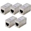DIGITUS Accoppiatore RJ45 Cat 6 - 5 pezzi - Prolunga per cavo Lan - Connettore per cavo di rete Cat6 - Compatibile PoE - Accoppiatore modulare - Per switch, DSL, modem, router, PC - Argento