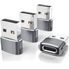 Elebase Adattatore da USB C a USB 4Pack,USBC Femmina a USB Maschio Connettore Cavo Caricatore Tipo C per iPhone 17 16 15 Pro Max,Apple iWatch 11 10 9,iPad Mini 7 Air 6,Samsung Galaxy S25 S24 Flip 7