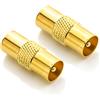deleyCON 2x Connettore Adattatore per Antenna Coassiale (IEC) per Cavo TV Schermato Dorato Placcato
