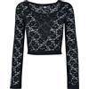 Urban Classics Maglia a Maniche Lunghe da Donna Cropped Lace T-Shirt, Nero