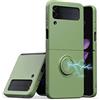 Jeelar ESONG Cover per Samsung Galaxy Z Flip 4,Custodia Protettiva Antiurto per Telefono Case con Magnetica Anello Supporto,Silicone Liquido,Protezione Full Body-Verde