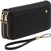 GAEKEAO Portafoglio Donna Grande, Portamonete Vegan in Pelle, Porta Tessere Blocco RFID, Portacarte di Credito, Porta Tessere, Borsellino Doppia Cerniera, Idee Regalo