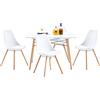 buybyroom Set sala da pranzo composto da un tavolo bianco e 4 sedie bianche, adatto per cucina, sala da pranzo e soggiorno (tavolo rettangolare e sedie)