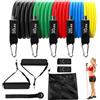 Lectorias Elastici Fitness Set, Elastico Palestra, 5 Bande Elastiche con Differenti Resistenze, Maniglie Barra per Pilates per Allenamenti Fitness Yoga Stretching Allenamento per Glutei Squat