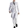 Leader of the Beauty Uomini Tailcoat Abiti Slim Fit 3 Pezzo V-Collo Un Pulsante Abiti Sposo Smoking bianco 46