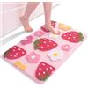 QJHOMO Tappeto da bagno rosa con design fragola, antiscivolo, lavabile, multicolore, morbido, in microfibra, assorbente, 45 x 65 cm