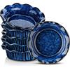 vancasso Stern - Set di 6 mini tortiere in ceramica per la cottura, piccoli piatti con bordo ondulato, facili da pulire, lavabili in lavastoviglie, adatte al microonde e al forno, blu, 13,2 cm, 255 g
