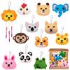 WATINC 12Pz Confezione da Cucito in Feltro per Bambini, Giocattoli di Testa di Animale della Giungla per Principianti Divertenti Ornamenti da Cucire Regali di Compleanno con DIY Portachiavi Strumenti