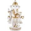 DRW Figura Ganesha in piedi Bianco e Oro Resina dipinta a mano 28 cm