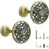 Lewondr Fermatende da muro Lewondr Raccoglitenda 2 Pezzi in Bronzo con Fibbia Circolare Floreale con Viti, Accessori Decorazioni Tende Finestre Fermatende per Casa, Hotel, Ristorante- Bronzo