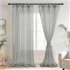DWCN Tende in voile con nastro arricciato effetto lino, 2 pezzi, tende semi-trasparenti extra lunghe per soggiorno, tende trasparenti, grigio, 260x140 cm (altezza x larghezza)
