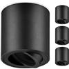 GeyouLux Faretti GU10 da Soffitto Nero, Ø80x84mm Faretti da Superficie Rotondi, Orientabili 30°, Plafoniera 230V con Attacco GU10, Spot in Alluminio, Senza Lampadine, 4 Pezzi