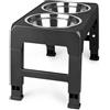 HUOLE Ciotole per Cani Rialzate 3 Altezze Regolabili Con 2 Ciotole in Acciaio Inox, Ciotole Rialzate per Cani, Porta Ciotole per Cani Rialzato, Portaciotole Rialzo Ciotole Cane(44 * 24 * 8 cm-nero)