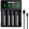 Hisewen 18650 Caricabatterie Universale, Smart LCD Display Caricabatterie per 3.7V Li-Ion batterie 18650 18350 17670 16340 RCR123 14500 LiFePO4 INR ICR NI-MH NI-CD AA AAA batterie