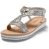 JOMIX Sandali Donna Estive Eleganti Sandali Donna Tacco Bassi Comodi Morbidi SD9024 Argento 37