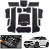 GAFAT Compatibili con VW T-ROC Tappetini Antiscivolo, 2017-2024 2025 T-R0C Tappetini in Gomma per Console Centrale, Vassoio Organizzatore, Vano Portaoggetti, Vani Porte (Bianco)