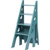 HYXSHOP 3 in 1 Gradino Pieghevole Convertibile, Sgabello Pieghevole in Legno Scala Portatile Sedia Sgabello Multifunzione Scaletta/Sedia per Casa Biblioteca 4 Gradini, Portafiori (Color : Green, S : 47x35x9