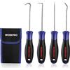WORKPRO Ganci per Paraolio 4 pezzi, Set di Ganci di Precisione per Paraolio, Automatica per la Rimozione di Paraolio o O-Ring, Impugnatura Ergonomica con Borsa di Trasporto Perfetto per le Riparazioni
