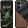 kwmobile Cover Compatibile con OnePlus Nord CE 3 Lite 5G / Nord N30 5G - Custodia in Fibra di Carbonio e Legno - Bumper Anti Urto - Back Protection marrone scuro/nero