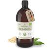 MASSAGE-EXPERT Olio di sesamo biologico spremuto a freddo, olio base stagionato per massaggi, ayurveda, cura della pelle e capelli [1 litro con tappo a spruzzo]