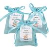 GEBETTER 24pz Sacchetti PortaConfetti Bomboniere Battesimo Bimbo Bambino Nascita+24pz Etichette Orsetto+1 Rotolo di Nastro Azzurro Sacchettini Confetti Battesimo Maschio