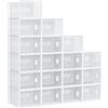 HOMCOM Mobile Scarpiera Modulare Salvaspazio per Interni con Fori di Ventilazione, 18 Cubi 28x36x21cm in Plastica PP, Bianco e Trasparente
