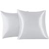 FARFALLAROSSA Set di 2 Federe in Raso 65 x 65 cm Argento, Federa Cuscino Letto Morbida e Setosa al Tatto, Chiusura a Busta, Antiacaro e Ipoallergico, Protezione Capelli e Pelle & Antirughe