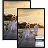 CABBEL Set di 2 cornici portafoto in legno MDF 50x70 cm, con vetro acrilico infrangibile, colore Nero