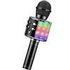 ShinePick - Microfono per Karaoke senza fili portatile, con Funzionalità Bluetooth, per bambini e adulti, compatibile con Android/IOS/PC/Smartphone, Nero