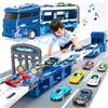 hahaland Camion Giocattolo Trasportatore - Macchinine con Pista da Corsa con 6 Mini Cars, Bisarca Truck con Luci e Suoni Regalo Bambino 2 3 4 Anni Ragazzi e Ragazze