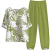 Generic Tuta Donna Estivo Casual Completi Due Pezzi Larghi Curvy Sportive Pantaloni Estivo Leggera Elegante Set Due Pezzi Cotone E Lino Due Pezzi Anziani E Mezza Età Tuta Comodo Maniche Corte Jogging Completo