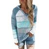 HUyydza Maniche Fashion Patchwork Bluse Casual Tops V Collo Donna Hooded Sweater Long Women's Blouse Felpa in Cotone Rossa