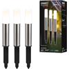 BRILONER - illuminazione da giardino Connect to Shine 12V, set di 3 faretti a LED con picchetto, set di prolunghe, IP44, luce bianca calda, luci per sentieri, 36,5x4 cm, color argento