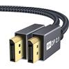 IVANKY 16K Cavo DisplayPort 2.1 2M, Cavo DisplayPort 4K@240Hz/165Hz/144Hz, 16K@60Hz, 8K@120Hz, 2K@240Hz, DP cavo 2.1 compatibile con HDR10, FreeSync, G-Sync, per monitor di gioco - Grigio