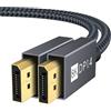 IVANKY 8k Cavo DisplayPort 1.4 2m, 8K@60Hz, 4K@165Hz, 2K@240Hz, DP 1.4 compatibile con HDR10, FreeSync, G-Sync, DTS-HD, 32,4 Gbps DSC1.2, adatto per Gaming Monitor scheda grafica - Grigio